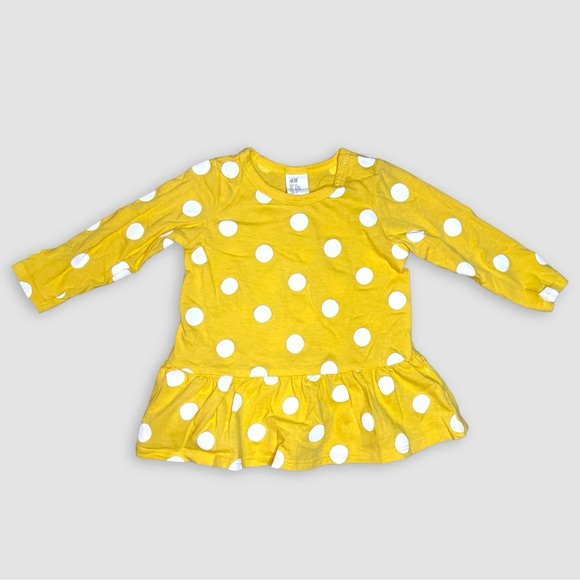 Baby Girl 6–9M H&M Top Bundle – Yellow Polka Dot Peplum & Fleece Sweatshirt - Picture 3 of 3